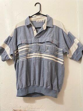 Vintage 90s Blue & Cream Men's Polo